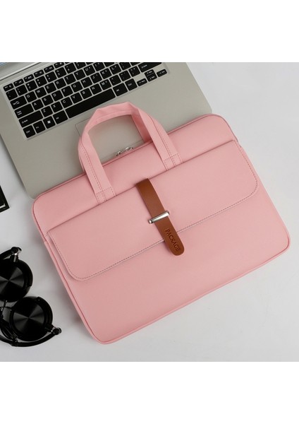 Pu Çok Bölmeli Bilgisayar Çantası, Boyut: 15-15.6 Inç Pembe (Yurt Dışından)