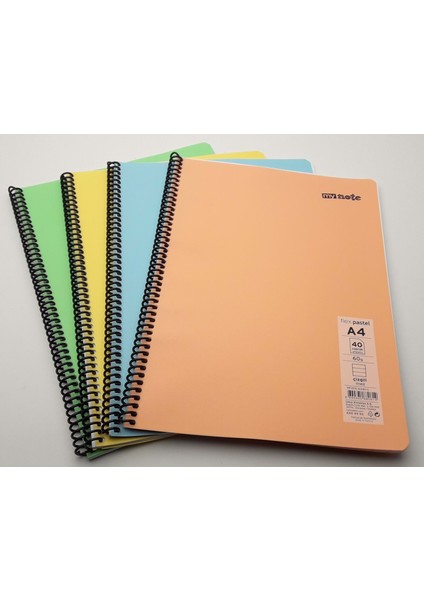 My Note Flex Pastel A4 Spiralli 40 Yaprak Çizgili 4'lü Paket