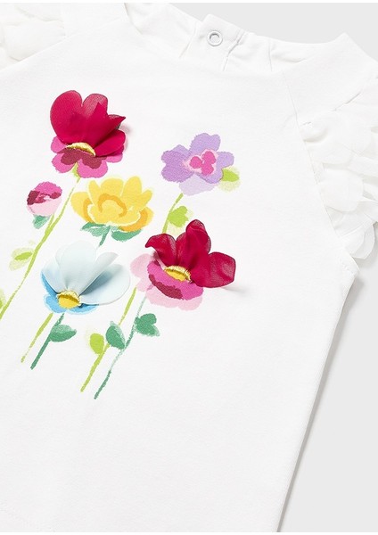 Kız Bebek Kısa Kol T-Shirt Beyaz 1006
