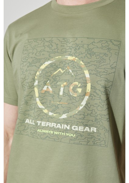 All Terrain Gear Regular Fit Normal Kesim  Pamuk Bisiklet Yaka Haki Tişört