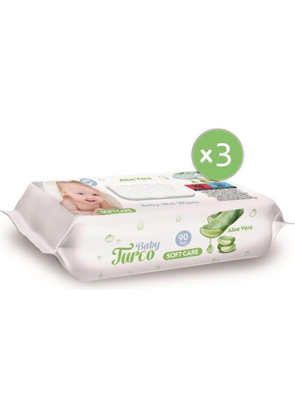 Baby Turco Softcare Aloe Vera Islak Bebek Havlusu 3'lü Paket