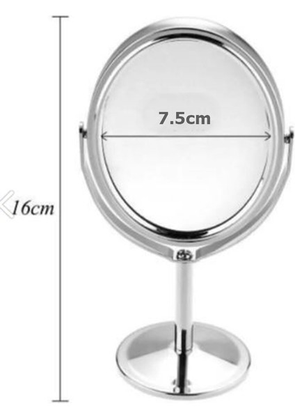 AYN-101 Krom Büyüteçli Taşınabilir Mini Çift Taraflı Makyaj Aynası Oval - Standlı Seyahat Aynası modelleri