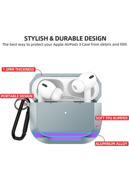 3 Siyah Mavi İçin Alüminyum Alaşım + Tpu Kulaklık Kılıfı (Yurt Dışından) fiyatları