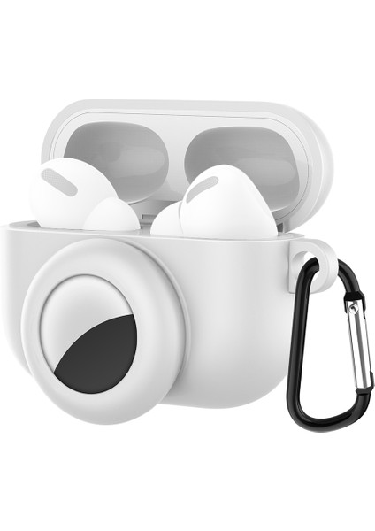 Beyaz + Airtags İçin Silikon Koruyucu Kılıf (Yurt Dışından)