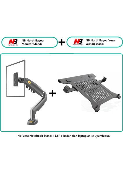 North Bayou Nb F80L Amortisörlü 10"-17" Laptop Standı 2023 Yeni Tasarım