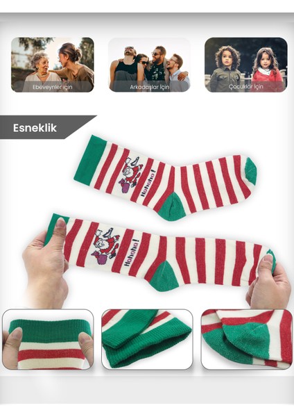 Black Arden Socks 3 Çift Noel Baba Desenli Bayan Çorap