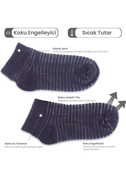 3 Çift Mor Kısa Havlu Çorap 36-40 Numara