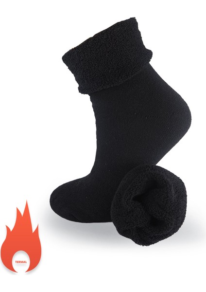 Black Arden Socks Siyah Tek Çift Erkek Termal Havlu  Soket Çorap