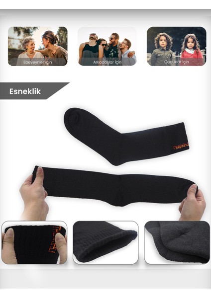 Black Arden Socks Siyah Tek Çift Erkek Termal Havlu  Soket Çorap