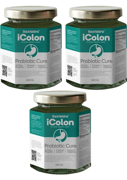 Black Natural Icolon Probiotic Cure - 3 Adet