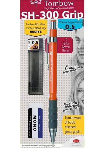 SH-300 Grip Mekanik Kurşun Kalem Okul Seti 0.5 Turuncu