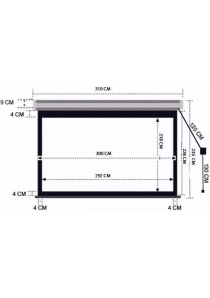 Ex-30 Motorlu Projeksiyon Perdesi 300X225 (Arkası Siyah Fonlu - Duvar/tavan Asılabilir)