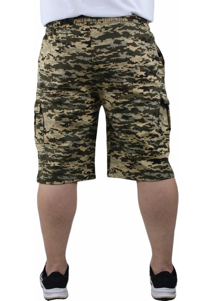 Mocgrande Büyük Beden Commando Camouflage Erkek Penye Şort 23606 Askeri Yeşil modelleri