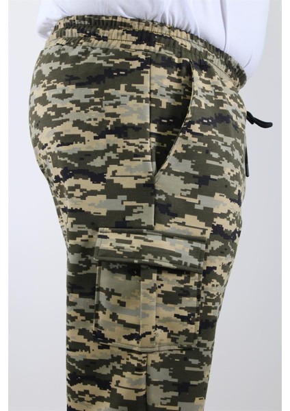 Mocgrande Büyük Beden Commando Camouflage Erkek Penye Şort 23606 Askeri Yeşil fırsatları