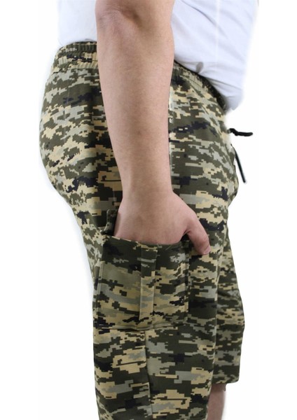 Mocgrande Büyük Beden Commando Camouflage Erkek Penye Şort 23606 Askeri Yeşil indirimleri