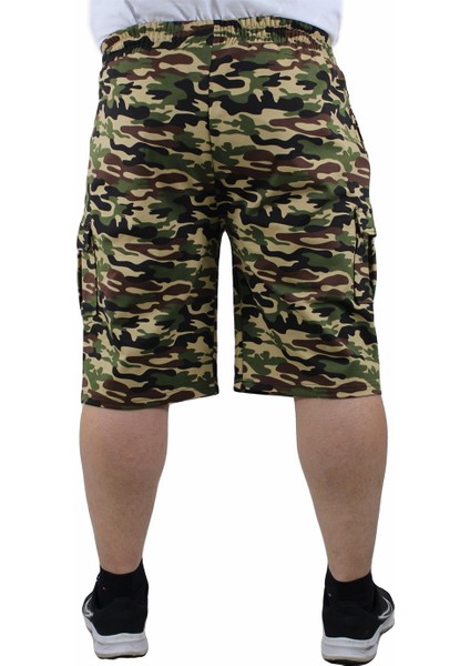 Mocgrande Büyük Beden Commando Camouflage Erkek Penye Şort 23606 Bej
