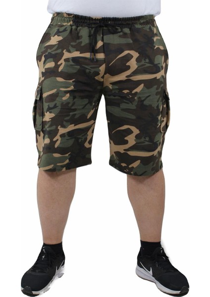 Mocgrande Büyük Beden Commando Camouflage Erkek Penye Şort 23606 Taba