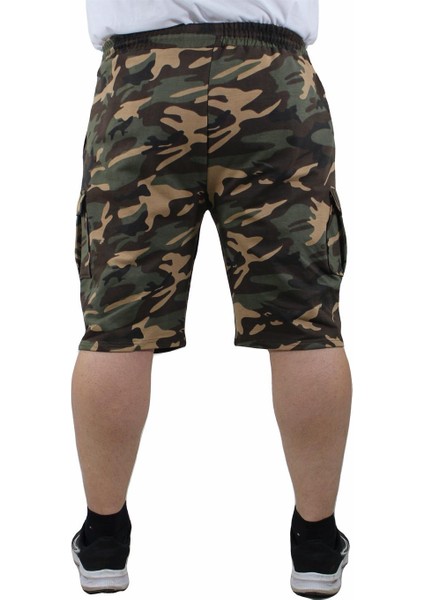 Mocgrande Büyük Beden Commando Camouflage Erkek Penye Şort 23606 Taba