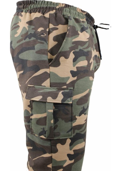 Mocgrande Büyük Beden Commando Camouflage Erkek Penye Şort 23606 Taba