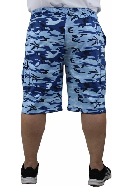 Mocgrande Büyük Beden Commando Camouflage Erkek Penye Şort 23606 Marin