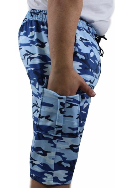 Mocgrande Büyük Beden Commando Camouflage Erkek Penye Şort 23606 Marin indirimleri