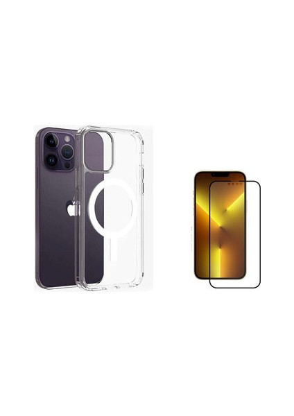 iPhone 13 Pro Magsafe Şeffaf Kılıf +Seramik Nano Ekran Koruyucu