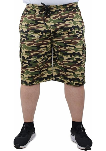 Büyük Beden Commando Camouflage Erkek Penye Şort 23606 Bej