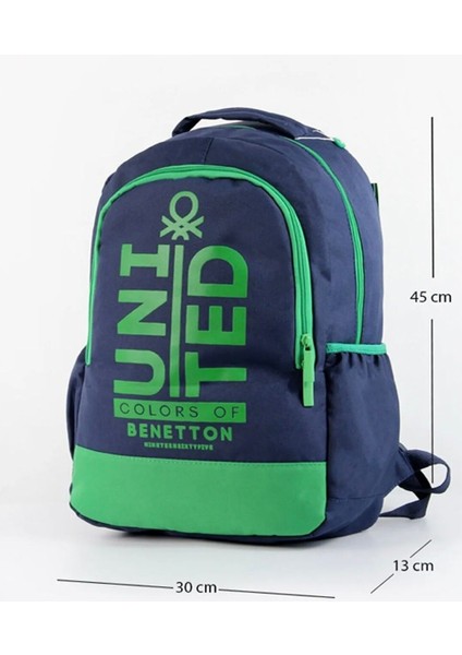 Okul Çantası Ortaokul Lise Su Geçirmez Kumaş Yandan Cepli Benetton 76074