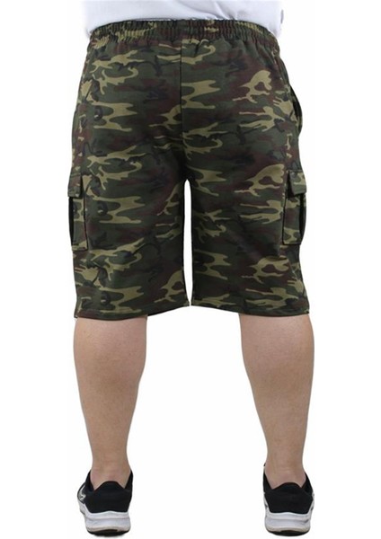 Büyük Beden Commando Camouflage Erkek Penye Şort 23606 Hakı modelleri