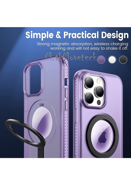 Apple Iphone 14 Pro Uyumlu Kılıf Magsafe Şarj Özellikli Mag Standlı Büyüteç Merçek Halkalı Rock Serisi Logo Gösterir Case modelleri