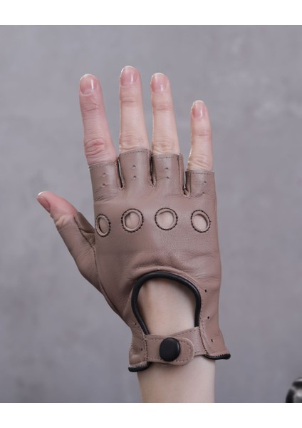 Kadın Kesik Parmak Deri Eldiven