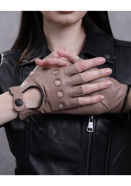 Kadın Kesik Parmak Deri Eldiven modelleri