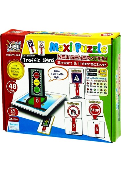 Maxi Puzzle Trafik Işaretleri Uygulama ile Video Destekli Konuşan Eğitici Eşleştirme Oyunu Eva