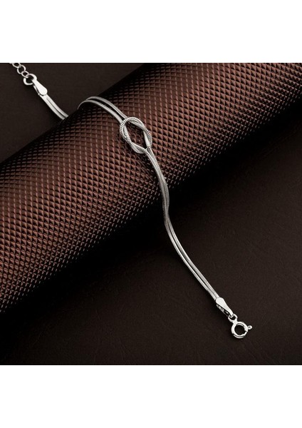 925 Ayar Gümüş Düğüm Bileklik Silver