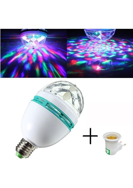 Renkli LED Döner Başlıklı Disko Topu Ampul Gece Lambası Disco Lamp