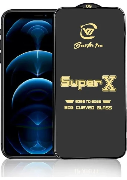 SKV Mobile iPhon 12 Super x Kavisli Ekran Koruyucu  Cam Ultra Kalınlık 0.40MM