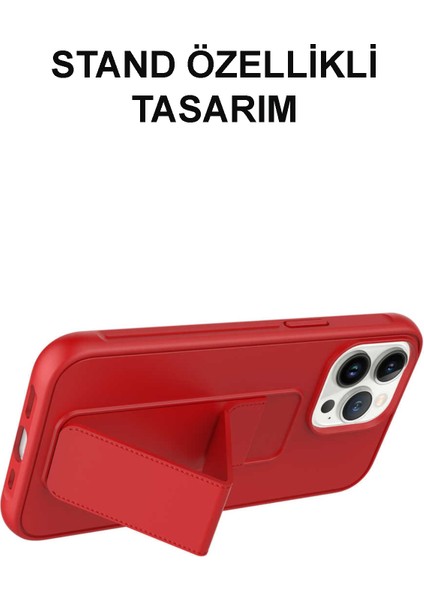 Xiaomi Poco M5S Kapak Standlı El Tutacaklı Silikon Kılıf - Gri modelleri