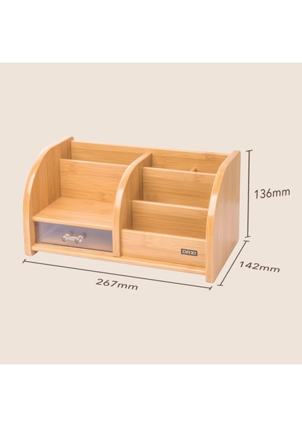 Daxı DX-403 Bambu Desenli Ahşap Kalemlik, Masaüstü Düzenleyici