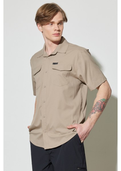 All Terrain GearAll Terrain Gear Regular Fit Normal Kesim Esnek Taş Rengi Kısa Kollu Gömlek