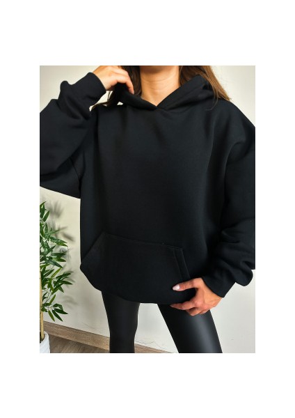 Begs Collection Siyah Oversıze Sweatshirt