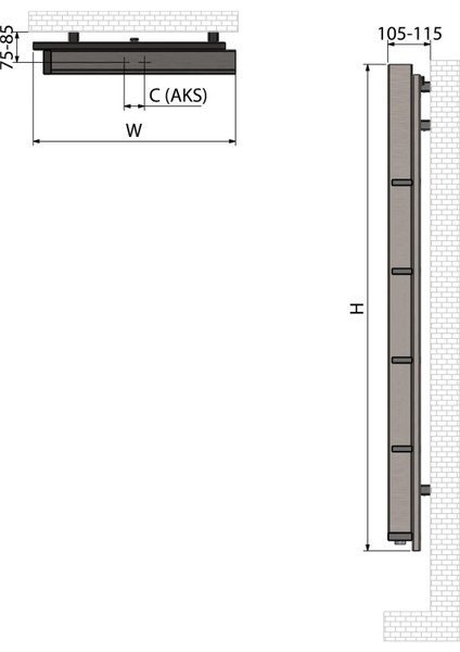 1200 Mm x 500 Mm Paslanmaz Çelik Step Fırça Mat Inox & Parlak Black Chrome Havlupan