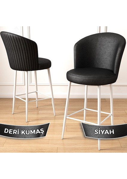 Concept Uras Serisi 4 Adet Deri Bar Sandalyesi Deri Ada Mutfak Sandalyesi Beyaz Metal Ayaklı fiyatları