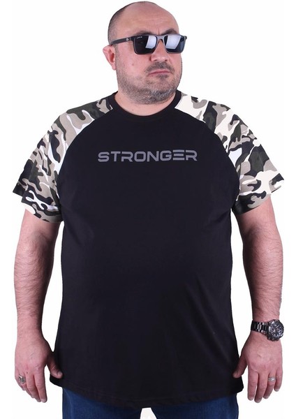 Mocgrande Büyük Beden Raglan Sleeve Camouflage Erkek Tişört 23146 Hakı