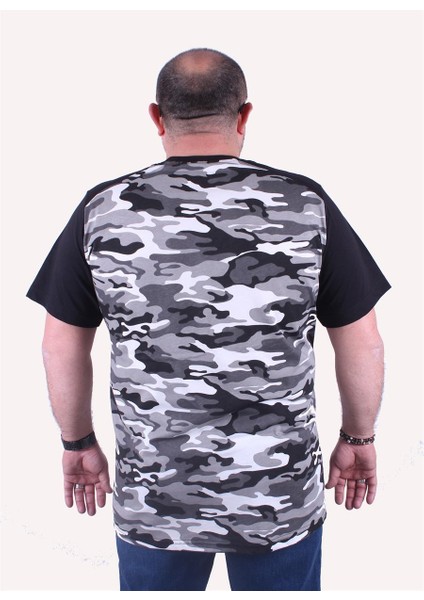 Moc Grande Mocgrande Büyük Beden Shoulder Line Camouflage Erkek Tişört 23147 Fume