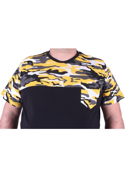 Mocgrande Büyük Beden Cepli Camouflage Erkek Tişört 23145 Hardal