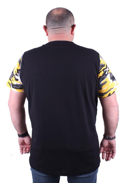 Mocgrande Büyük Beden Cepli Camouflage Erkek Tişört 23145 Hardal