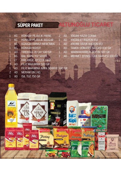 Ramazan Paketi Kumanya Yardım Erzak Gıda Kolisi Süper Paket fiyatları