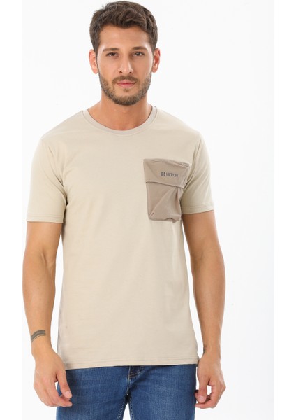 Erkek Garnili Cep Nakışlı Bisiklet Yaka T-Shirt indirimleri