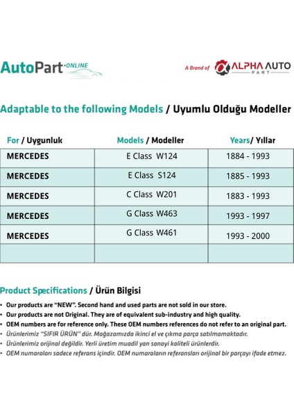 Alpha Auto Part Mercedes G Class W461,W463 Için Enjektör Borusu