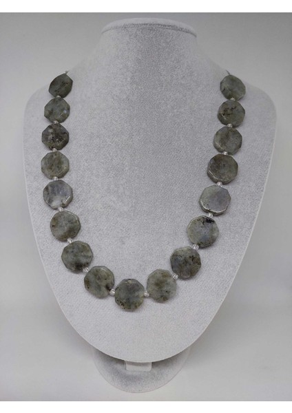 Labradorit Taşı Sekizgen Şekilli Kolye (Klipsli) (35695)